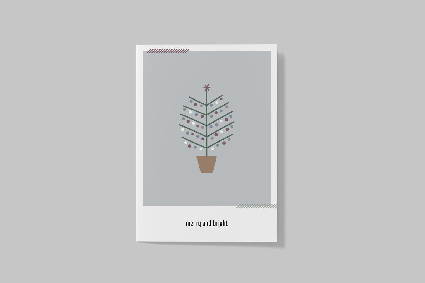 Postkarte "merry and bright" - Polaroid-Stil"