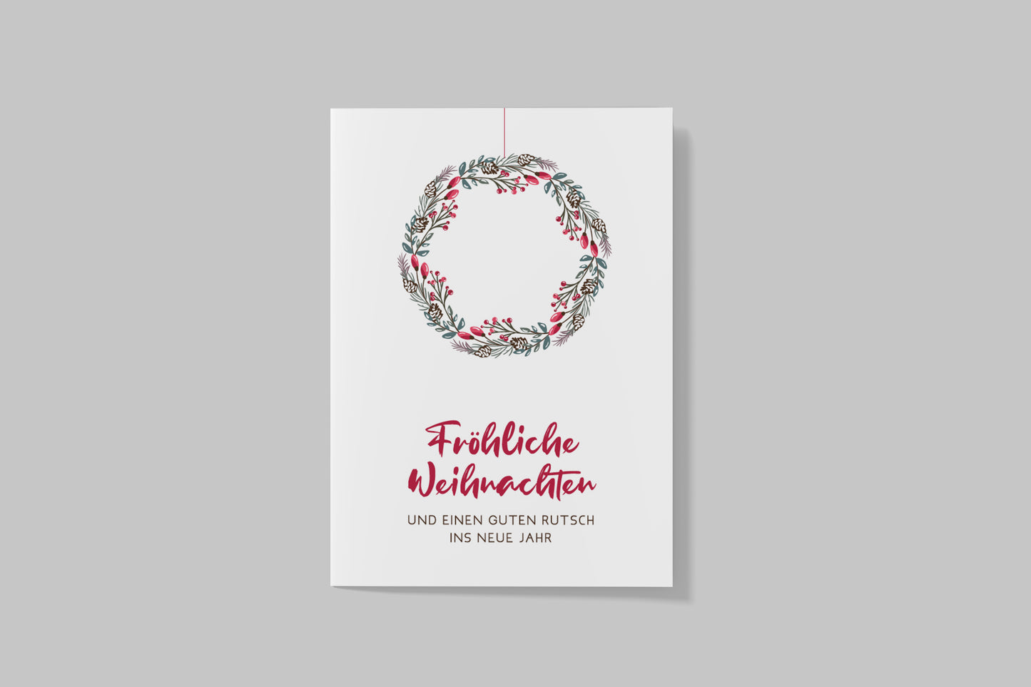 Postkarte "Fröhliche Weihnachten" - kleiner Blumenkranz