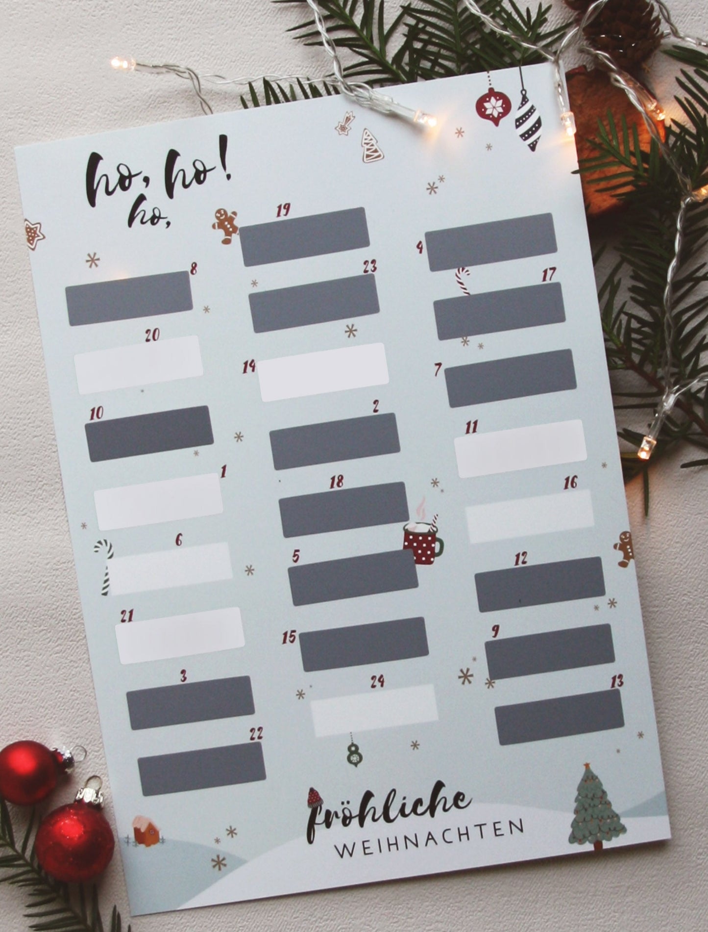 persönlicher Adventskalender zum Rubbeln - Achtsamkeit und Lustiges zum Eintragen