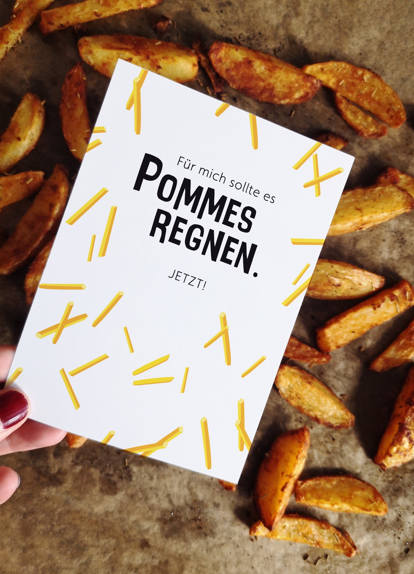 Postkarte "Pommesregen für dich / mich"