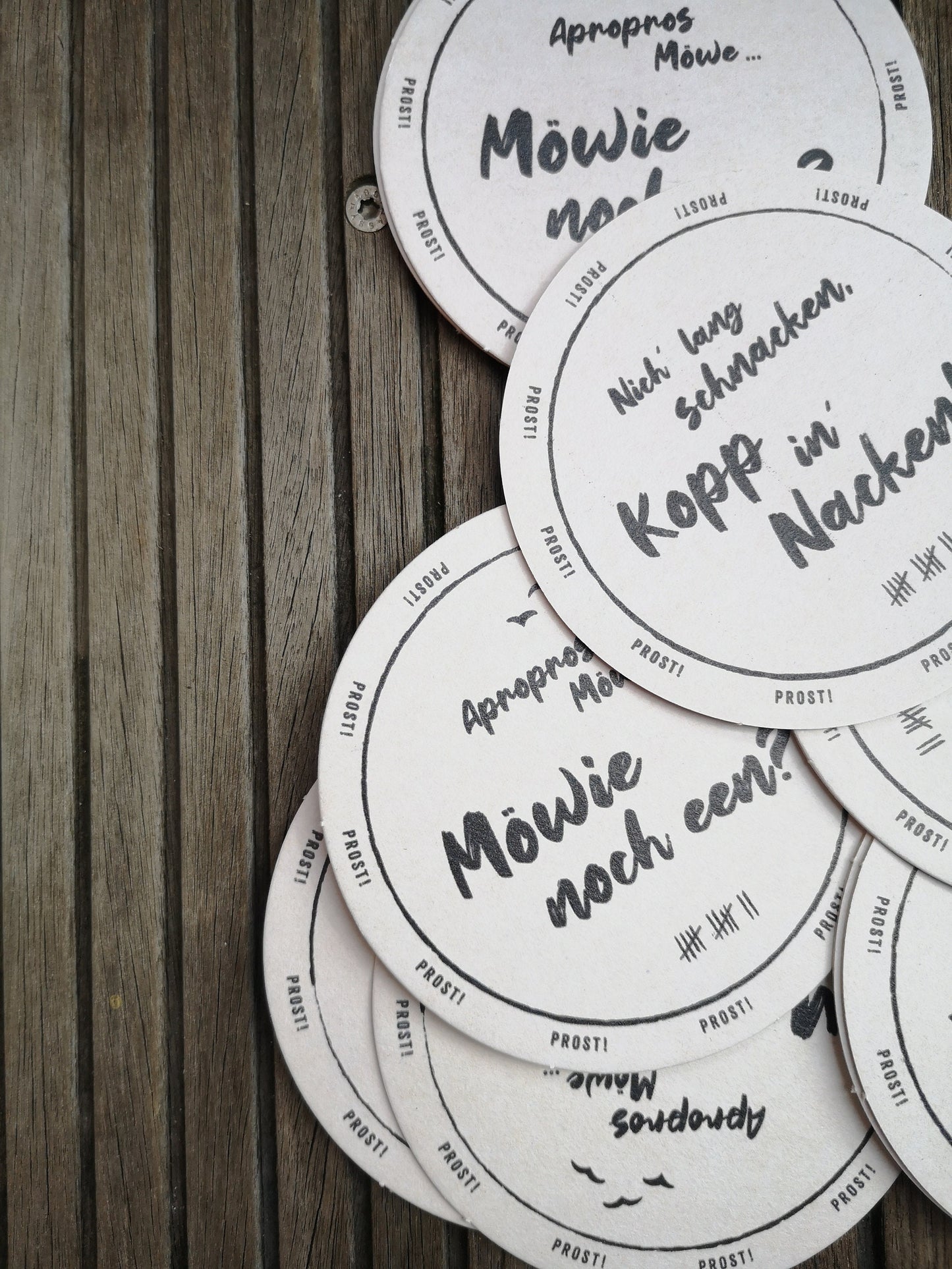 Bierdeckel mit plattdeutschen Sprüchen