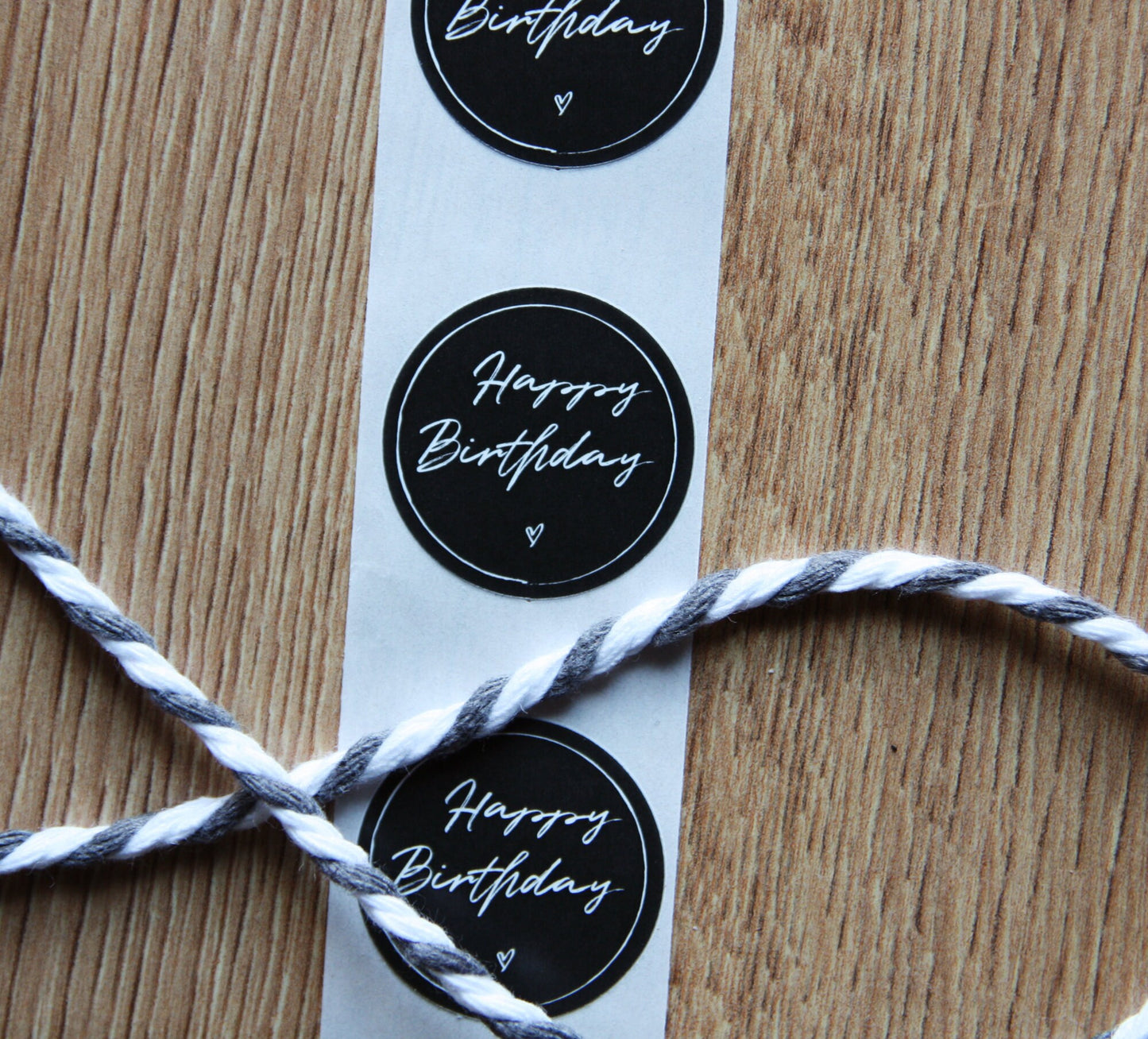 Aufkleber "Happy Birthday" - Black Heart - Ø3 cm