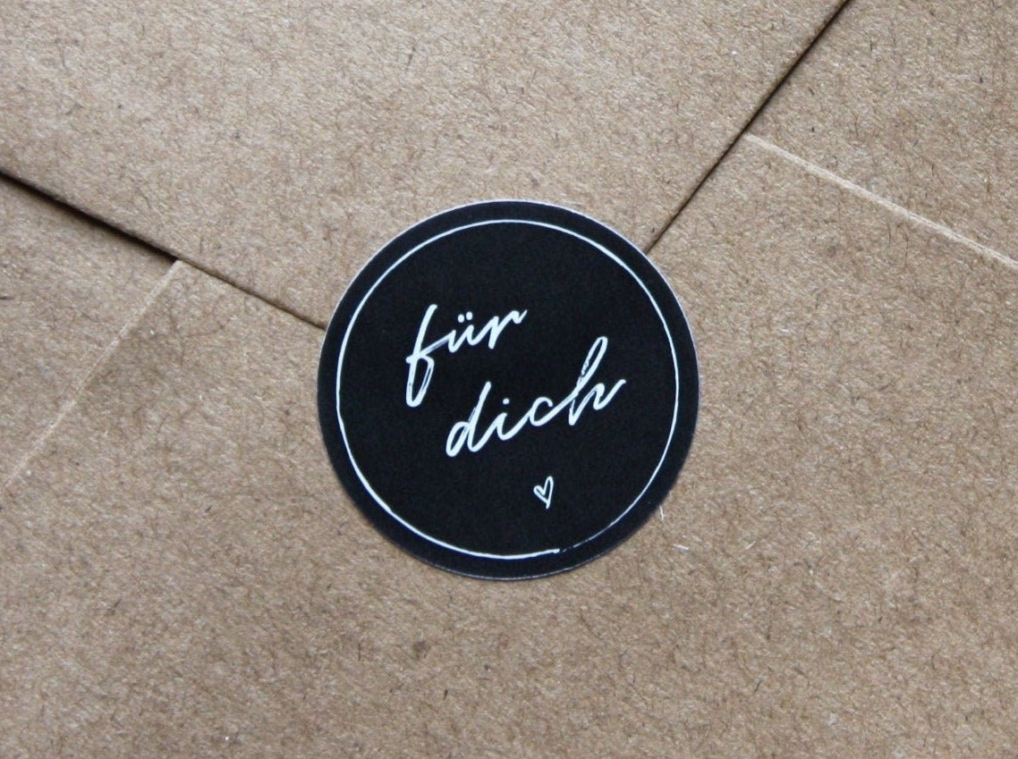 Aufkleber "für dich" - Black Heart - Ø3 cm