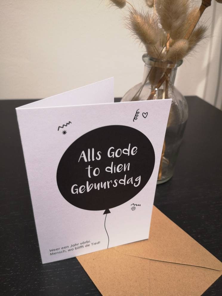 Klappkarte "Alls Gode to dien Gebuursdag" - Plattdeutsch - mit Umschlag