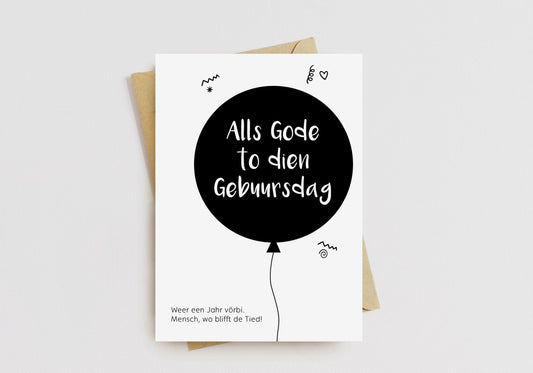 Klappkarte "Alls Gode to dien Gebuursdag" - Plattdeutsch - mit Umschlag