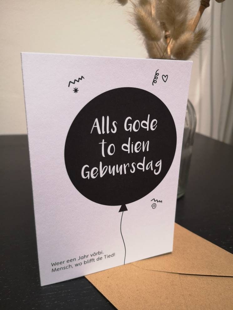Klappkarte "Alls Gode to dien Gebuursdag" - Plattdeutsch - mit Umschlag